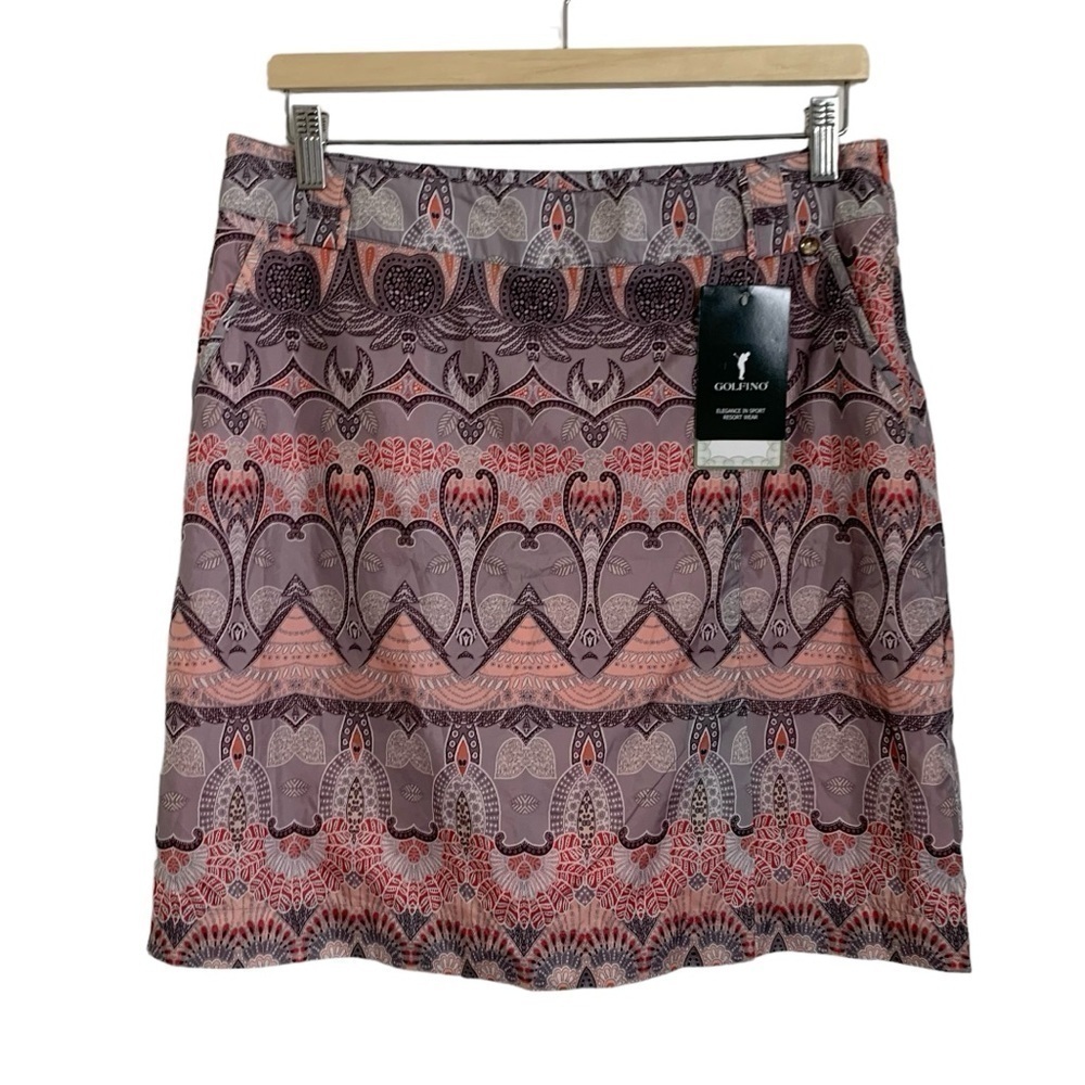 NWT Golfino Paisley Golf Skort Women’s 10 Side Zip Athleisure Pockets Active